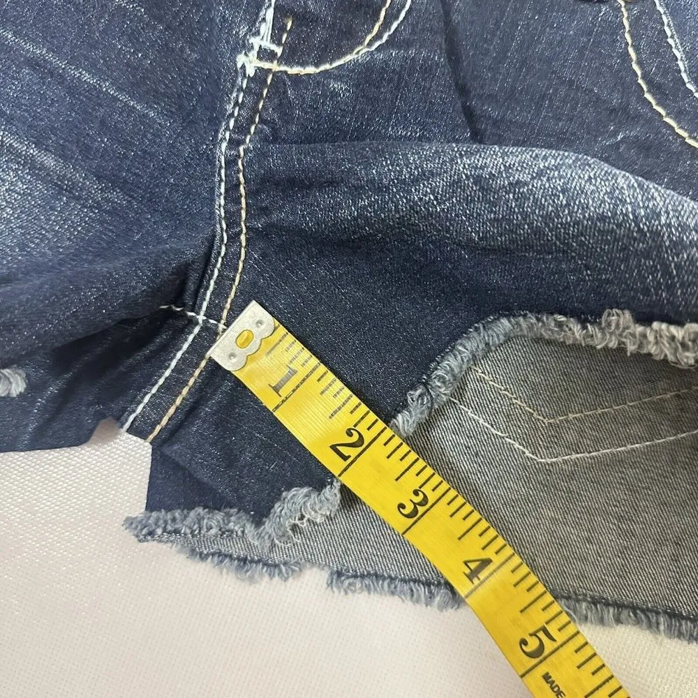 Amethyst Shorts Women's Juniors 5 Blue Cuffed Stretch Embellished Flap Denim - Image 6