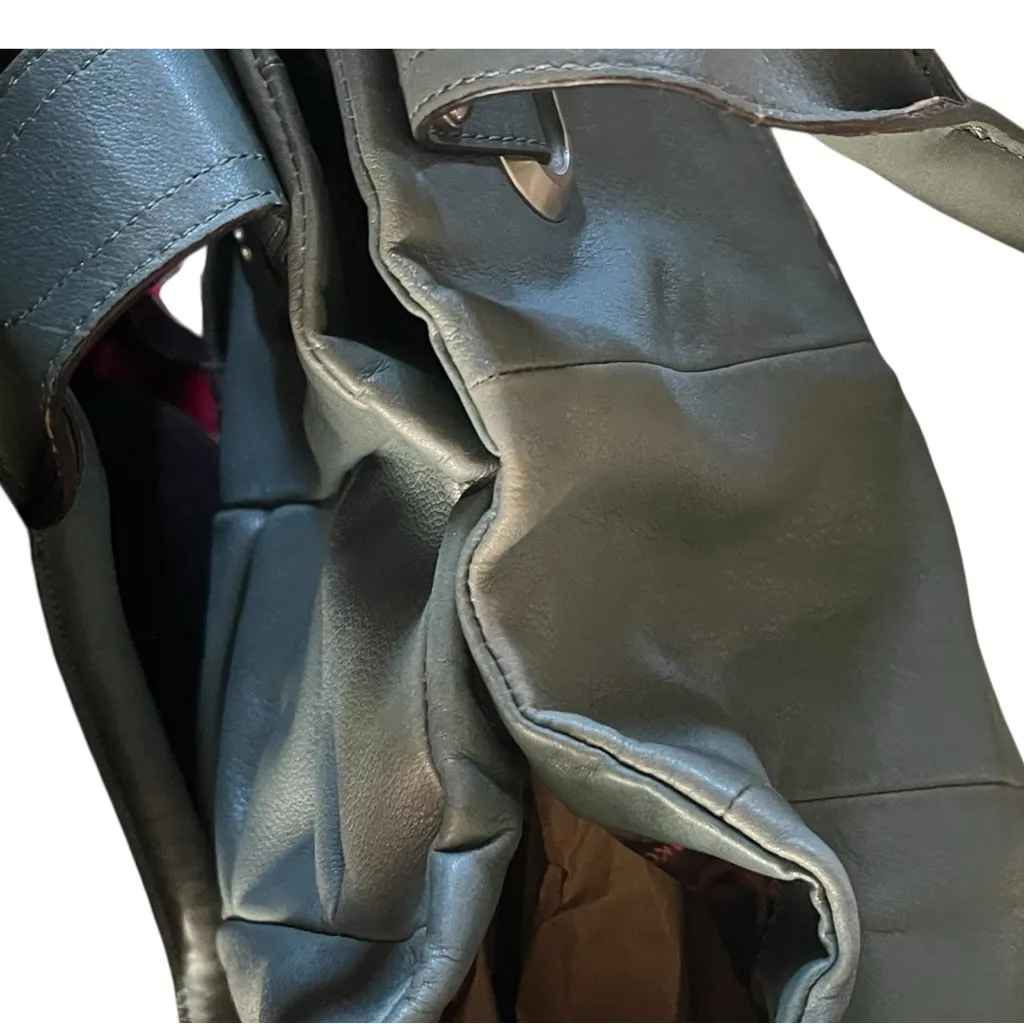 Bruce Makowsky Leather Gray Blue Hobo Large Handbag. - Image 9