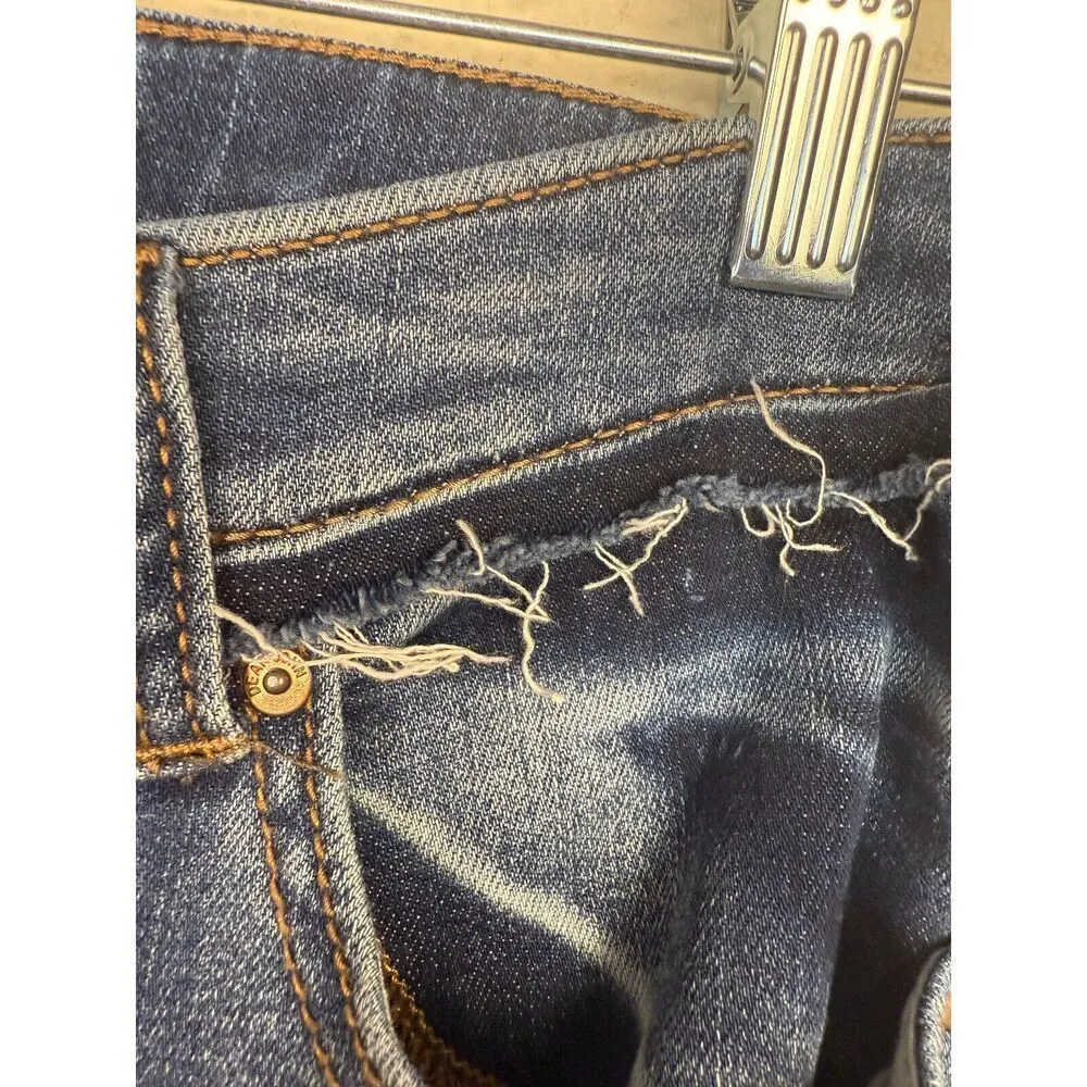 Dear John Jeans Women Flare Low Rise Stretch Denim Frayed 1 Pocket 30x32 Size 26 - Image 8