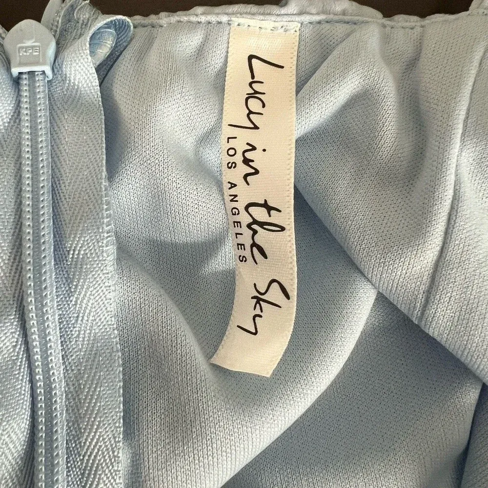 Lucy‎ In The Sky Santorini Satin Wrap Dress One Shoulder Women's Size Large - Image 9