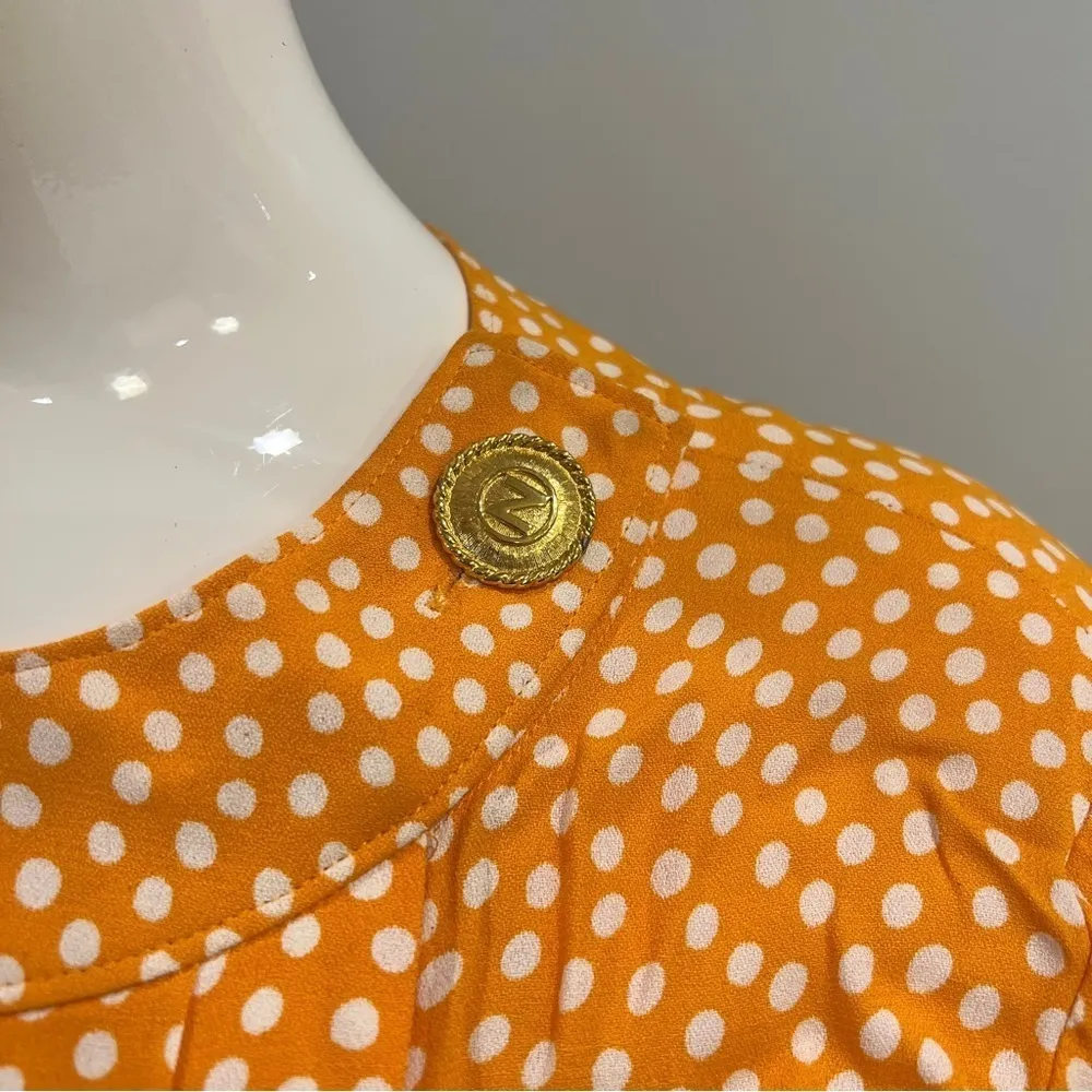 Vintage Orange Polka Dot Knee Length Dress Size 6 - Image 6