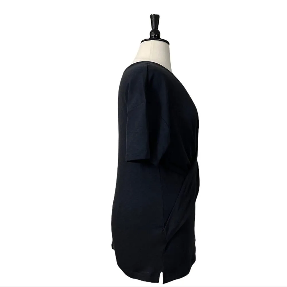 Daily Ritual NEW Black Cross Front Short Sleeve Cotton Modal Knit Top Size XXL - Image 4