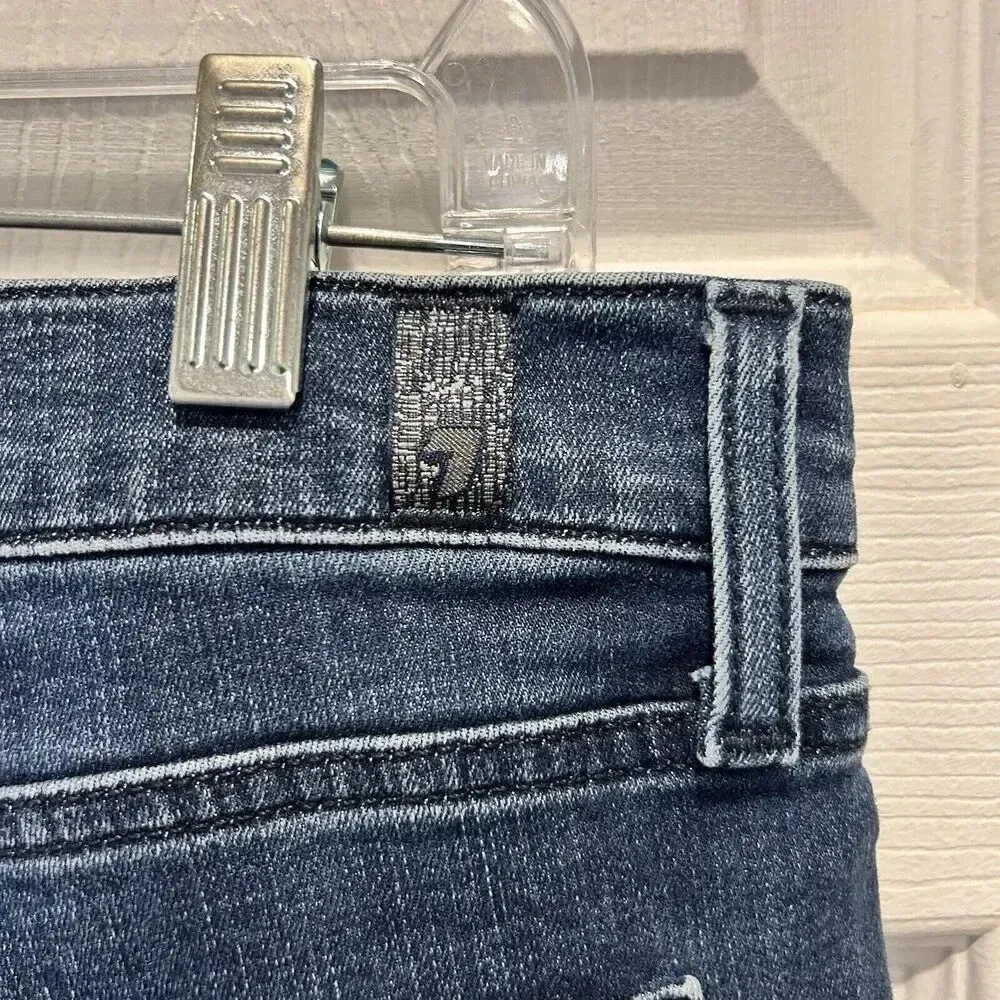 7 For All Mankind b(air) Ripped Knee Kick Flare Destroy Jeans Sz 32‎ - Image 8