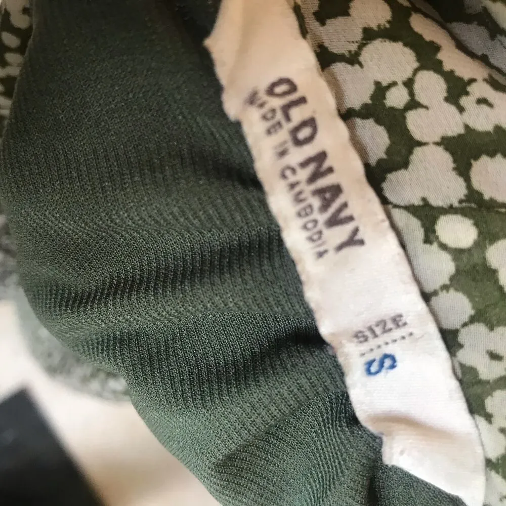 Old Navy Green White Dotted Sleeveless Blouse Tie Neck Tank Top Women’s Size S - Image 6