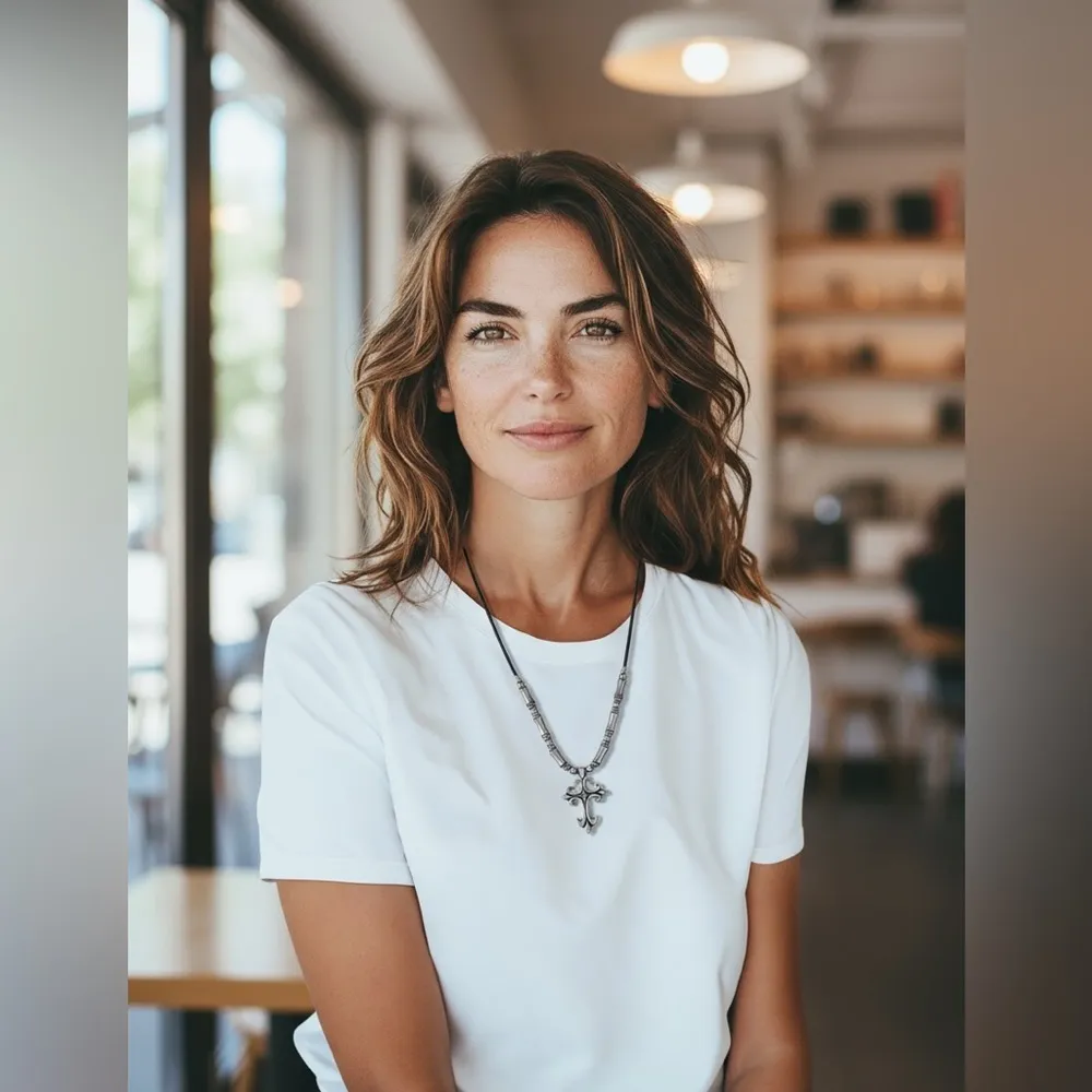 Cross Leather Necklace Silver - Image 6