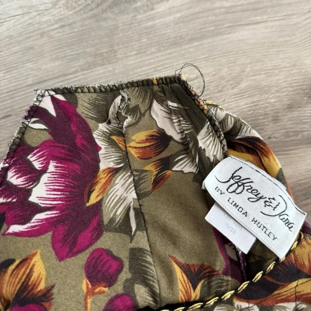 Vintage Jeffrey & Dara Floral Quilted Jacket Sz 9/10 USA Made Linda Hutley Red - Image 4