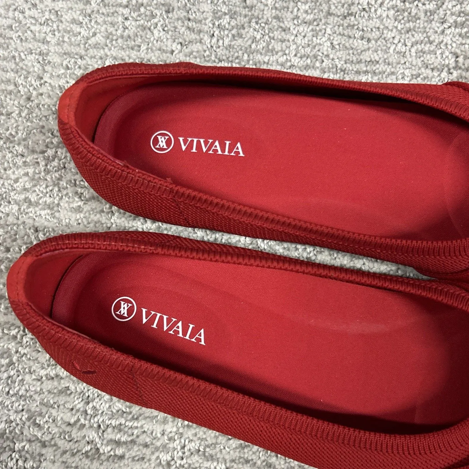 Vivaia Bibi Shoes Womens 40 US 9 9.5 Red Almond Toe Knotted Flats Comfort - Image 3