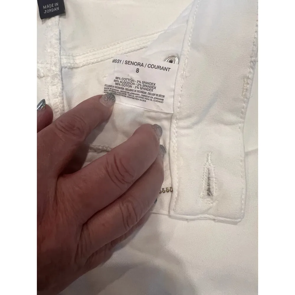 VTG 00s Bandolino White Capri Pants Sz 8 Knickers Preppy Lagenlook Coastal - Image 5