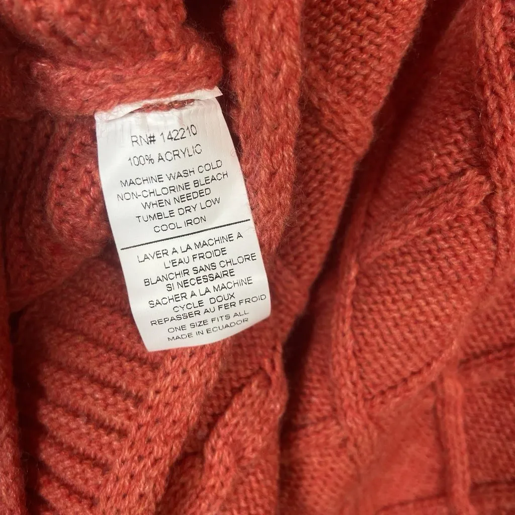 Mer Sea Sweater One Size Orange Paprika Lisbon Traveler Lattice Knit Boxy Preppy - Image 6