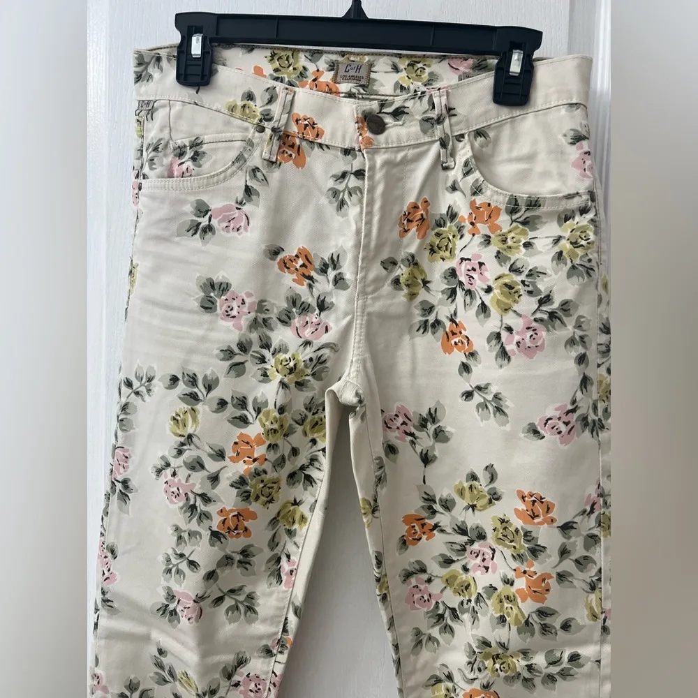 Citizens of Humanity Mandy Floral Print High Waist Retro Slim Roll Up Jeans S 28 - Image 4