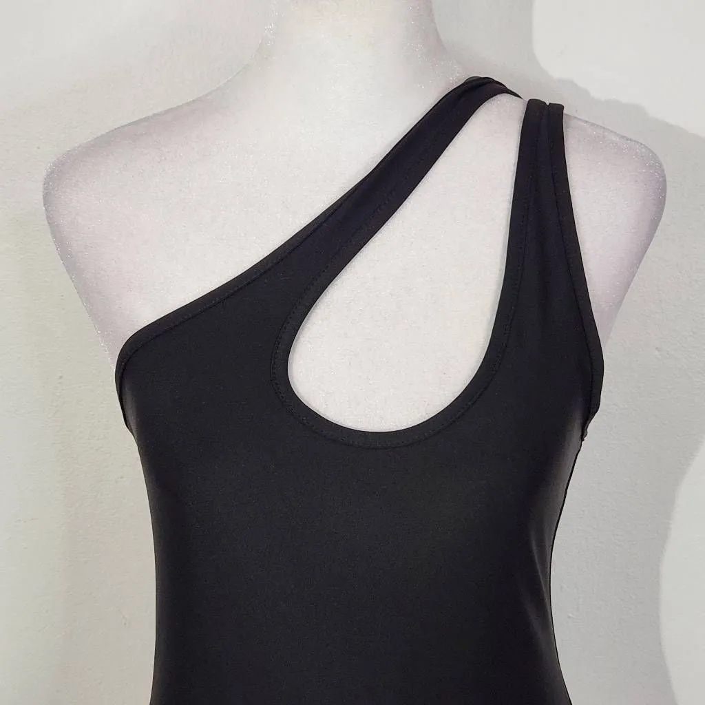 WeWoreWhat Black Asymmetrical Bodysuit NWT Size Small Revolve Black Bodysuit - Image 2