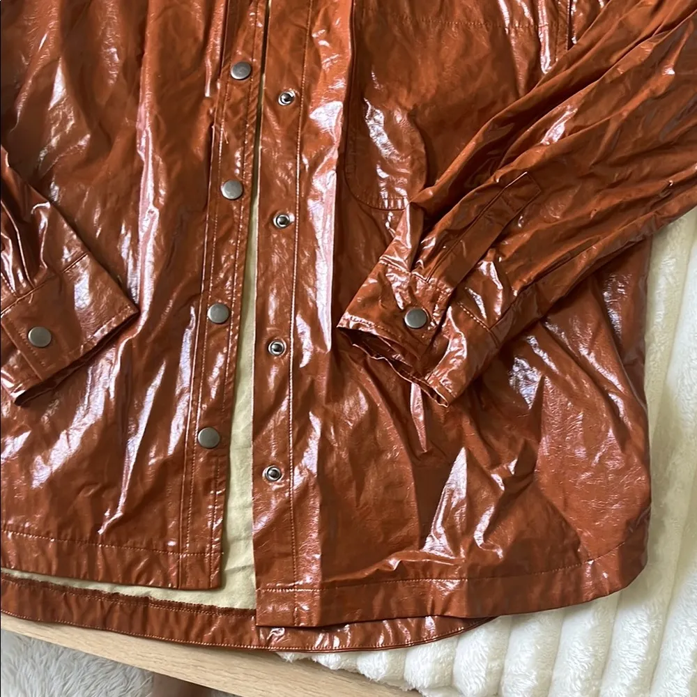 NWT Cotton On Vegan Leather Button Up - Image 4