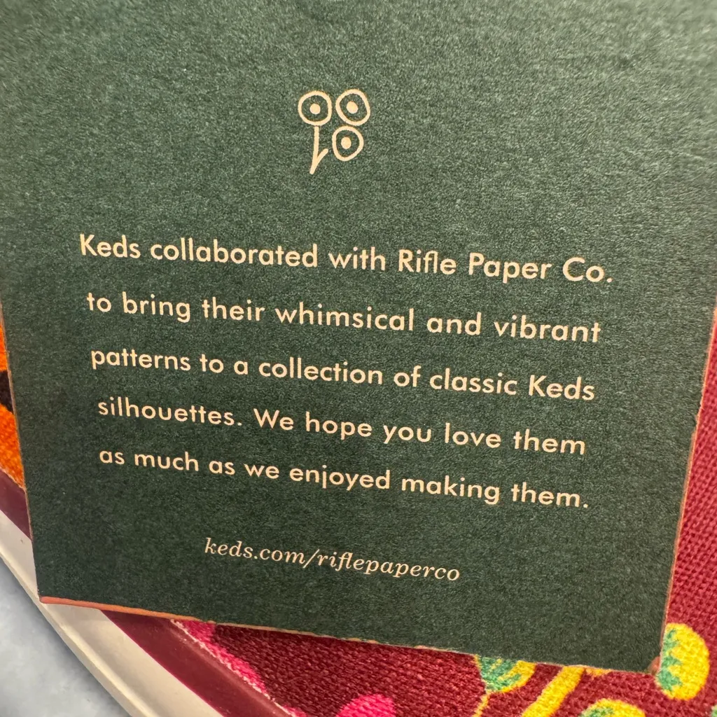 Keds Rifle Paper Co‎ Collab Burgundy Floral Sneakers size 8 - Image 7