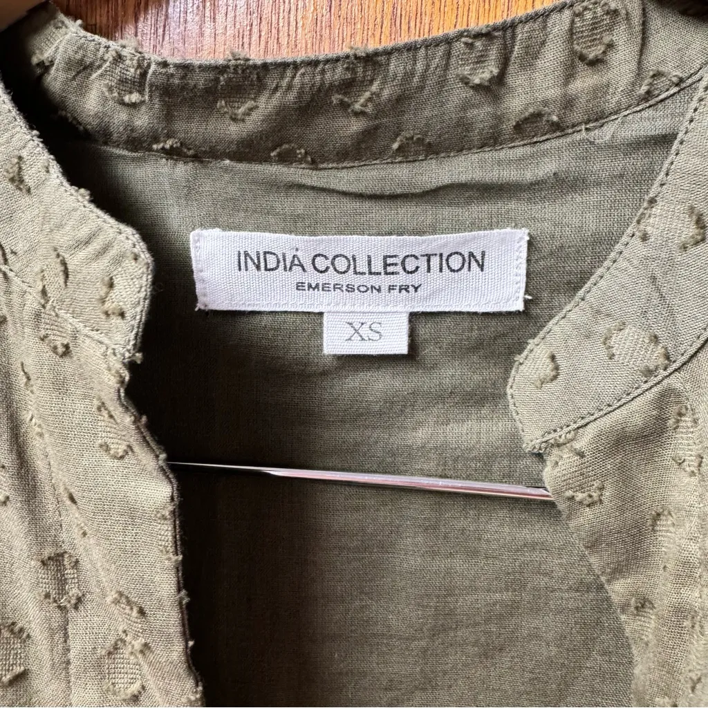 Emerson Fry India Collection Frances 3 Swiss Dot Maxi Dress Moss Green XS $188 - Image 10