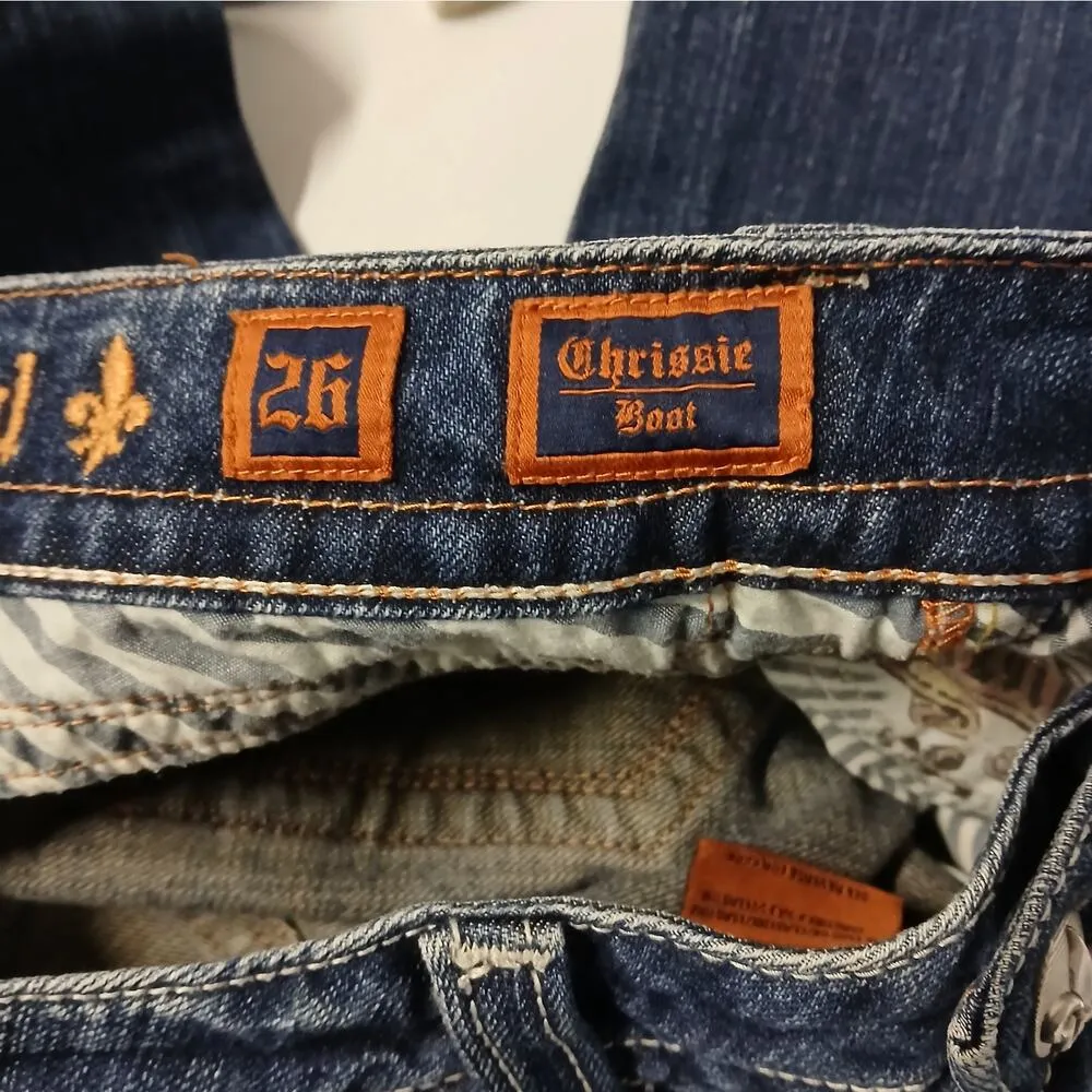 Y2K Rock Revival Chrissie Boot Cut Jeans Women's 26 Low Rise Distressed Denim - Image 4