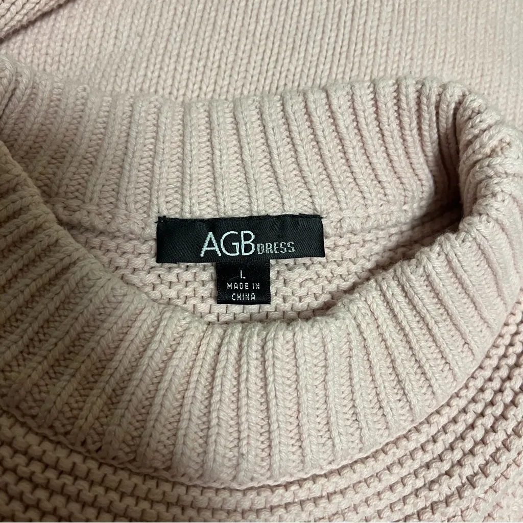 AGB Soft Pink Cable Knit Dress Size L - Image 4