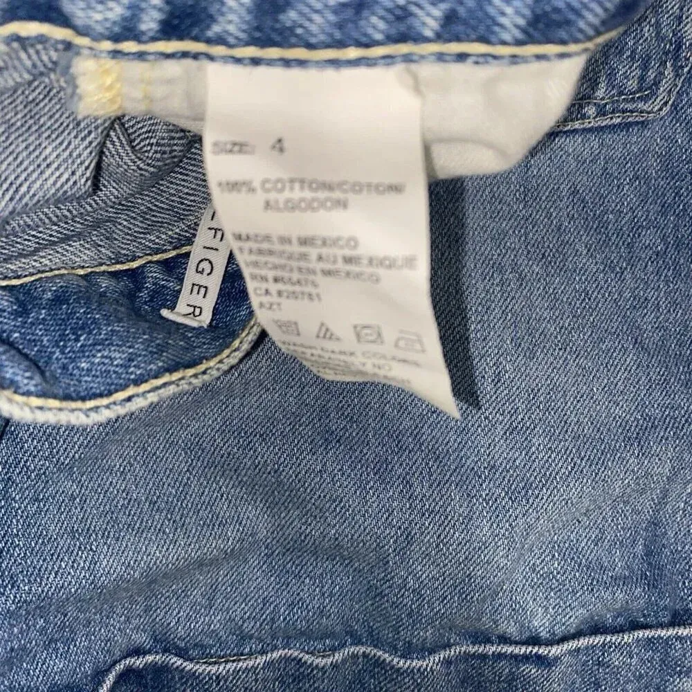 Tommy Hilfiger Jean Shorts Womens Size 4 Cuffed Mid Rise Blue Denim - Image 4