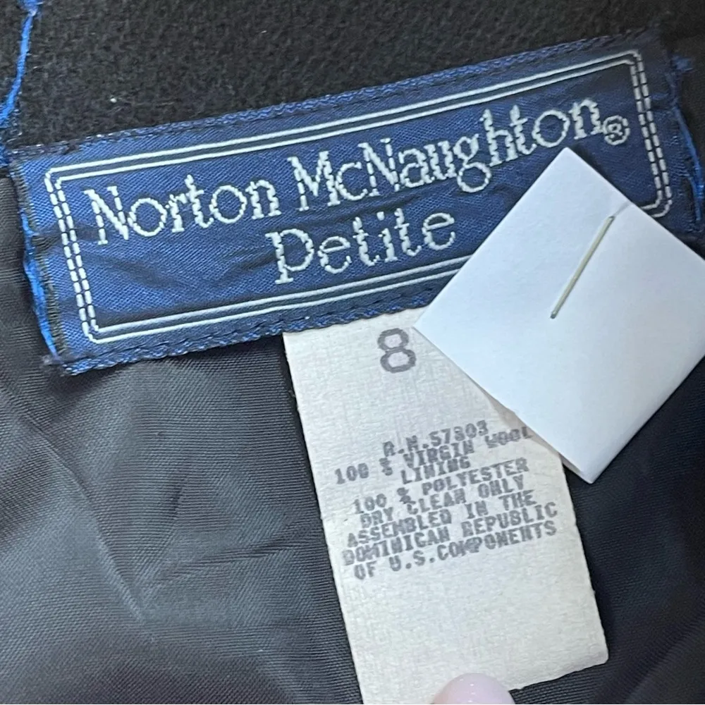 Norton McNaughton Vintage 100% virgin wool black knee length skirt Sz 8 Petite - Image 8