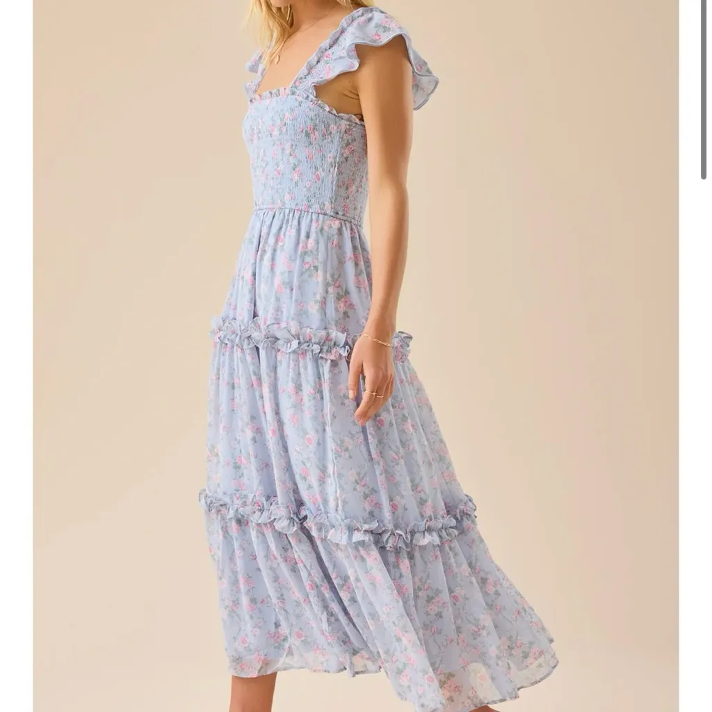 NEW Altar’d State Blue and Pink Floral Maxi Dress Size XS NWT - Image 3