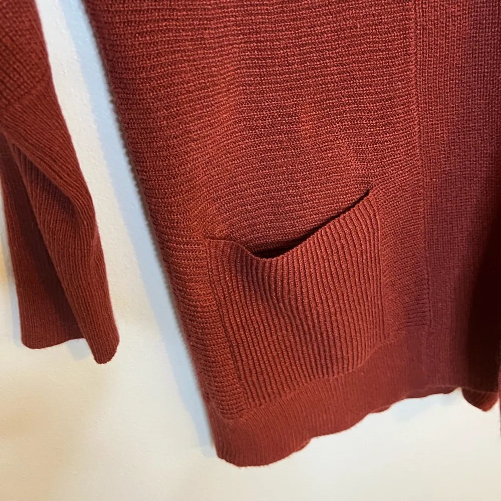 Maroon Long Sleeve Open Front Bat Wing Knit Cardigan Sweater Size XS - Image 4