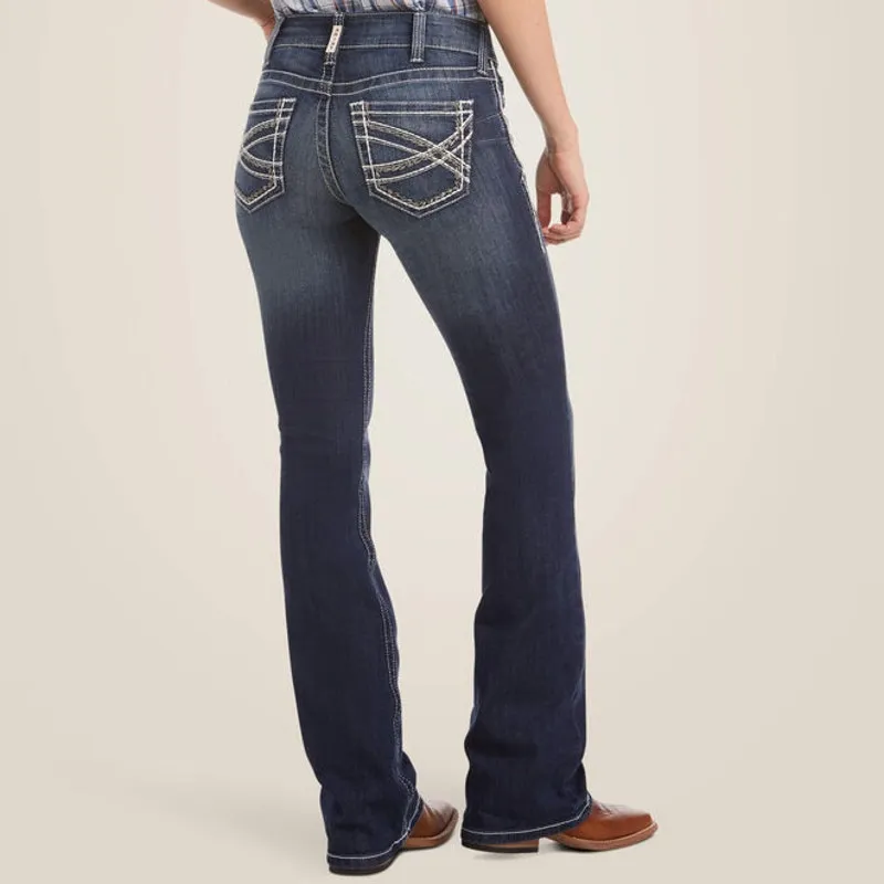 Ariat Real Denim Jeans Womens 34R Mid Rise Stretch Entwined Boot Cut Western - Image 2