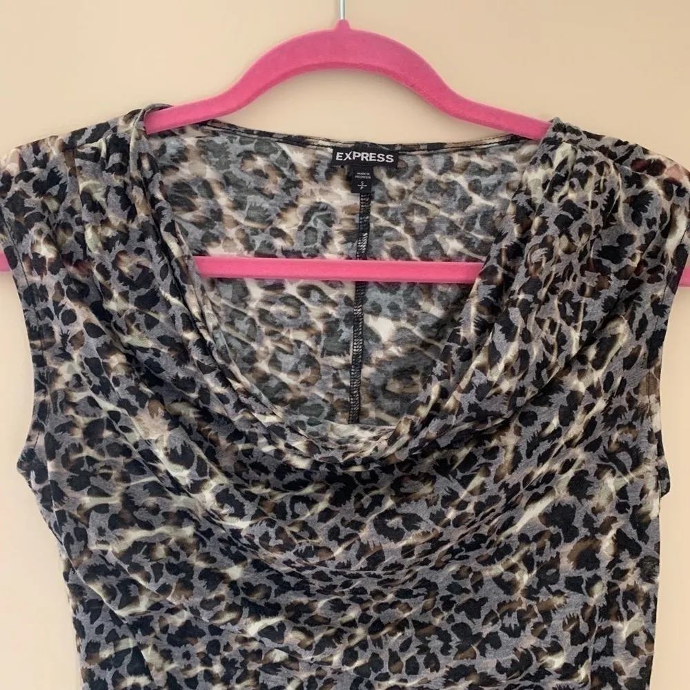EXPRESS  Draped Cheetah Print Sleeveless Top - Image 2