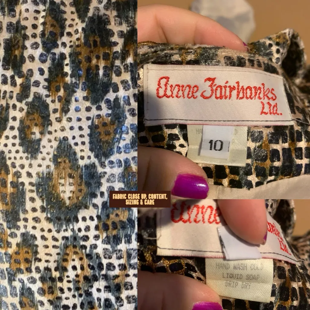 VINTAGE 1980'S ANNE FAIRBANKS II BLACK. & TAN LEOPARD PRINT PANT SET (10) Black - Image 13