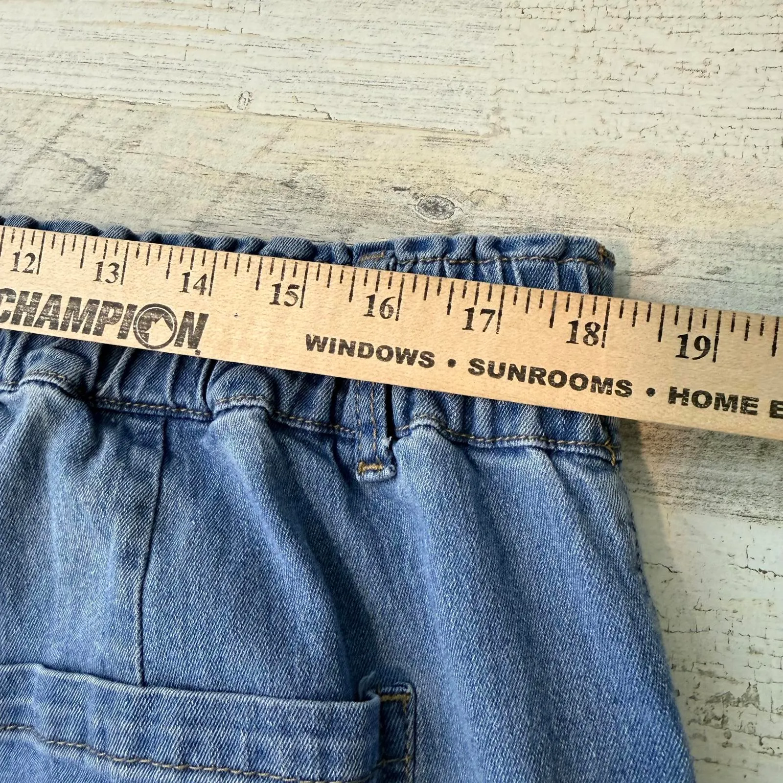 Womens 4XL Curve High Rise Denim Skirt Elastic Waist Back Slit Pockets Blue Jean Size 4X - Image 9