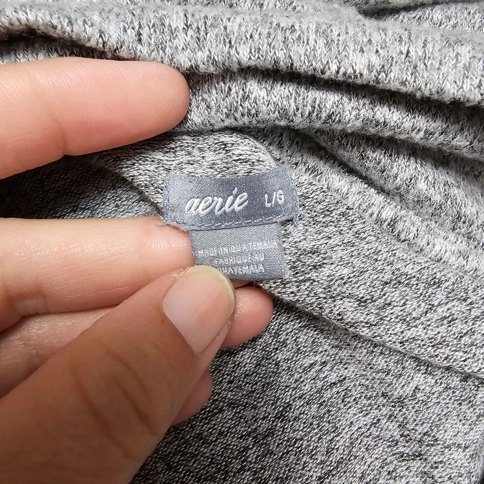 Aerie Gray Heathered Quarter Zip Pullover Sweatshirt Relaxed Fit Size LG Lounge - Image 5