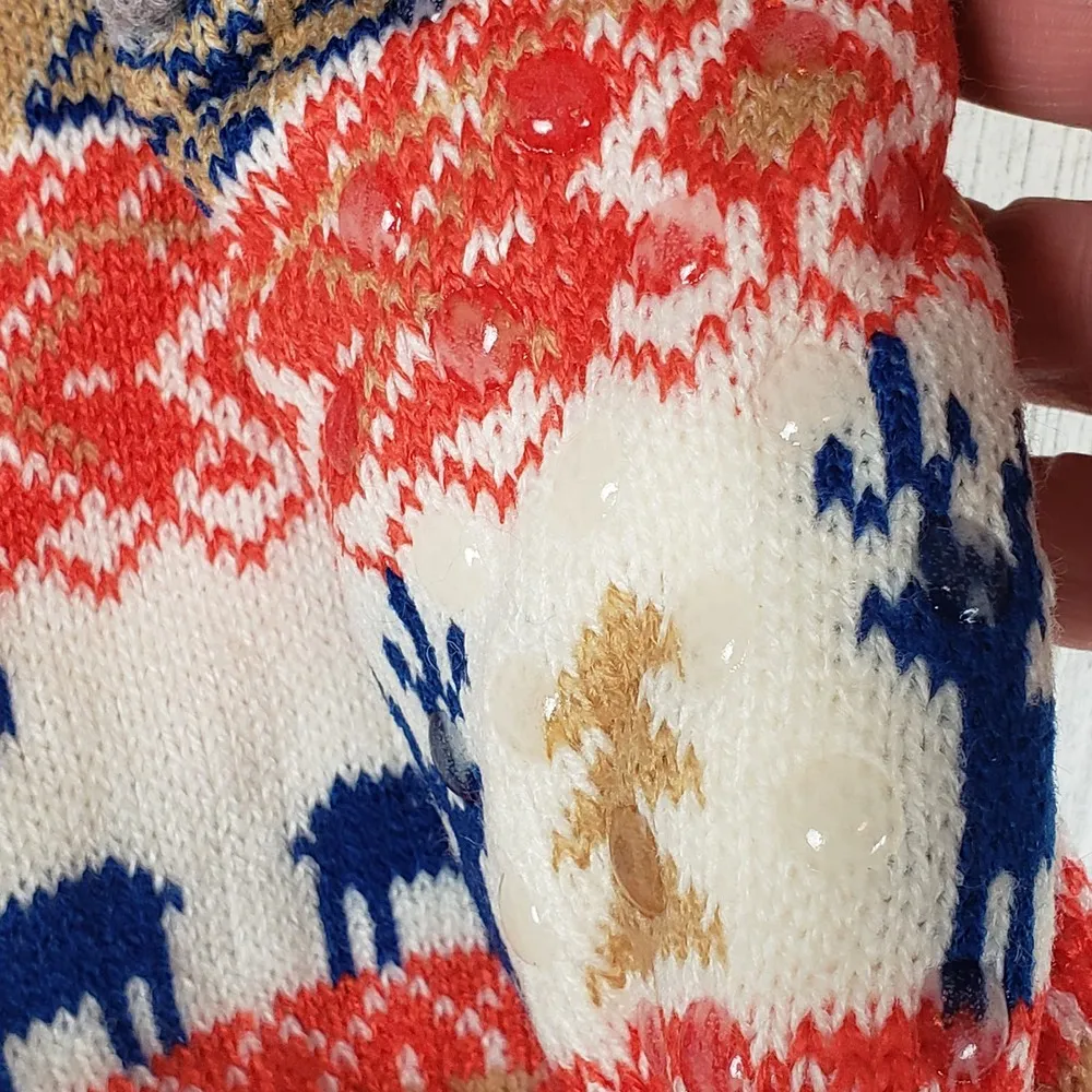 NWT Mari Clare Sherpa Lined Knit Winter Reindeer Design No - Image 3