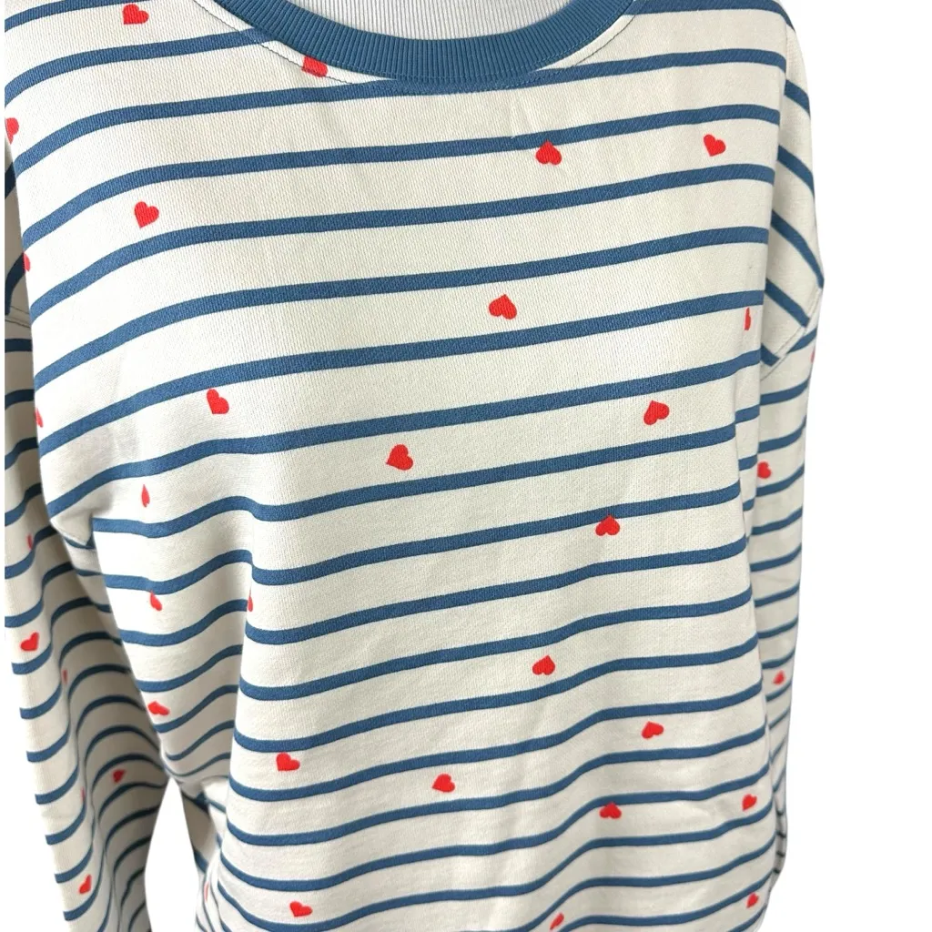 Pact Organic Slouchy Sweatshirt Size Small Preppy Spring Hearts Stripes NWT - Image 3