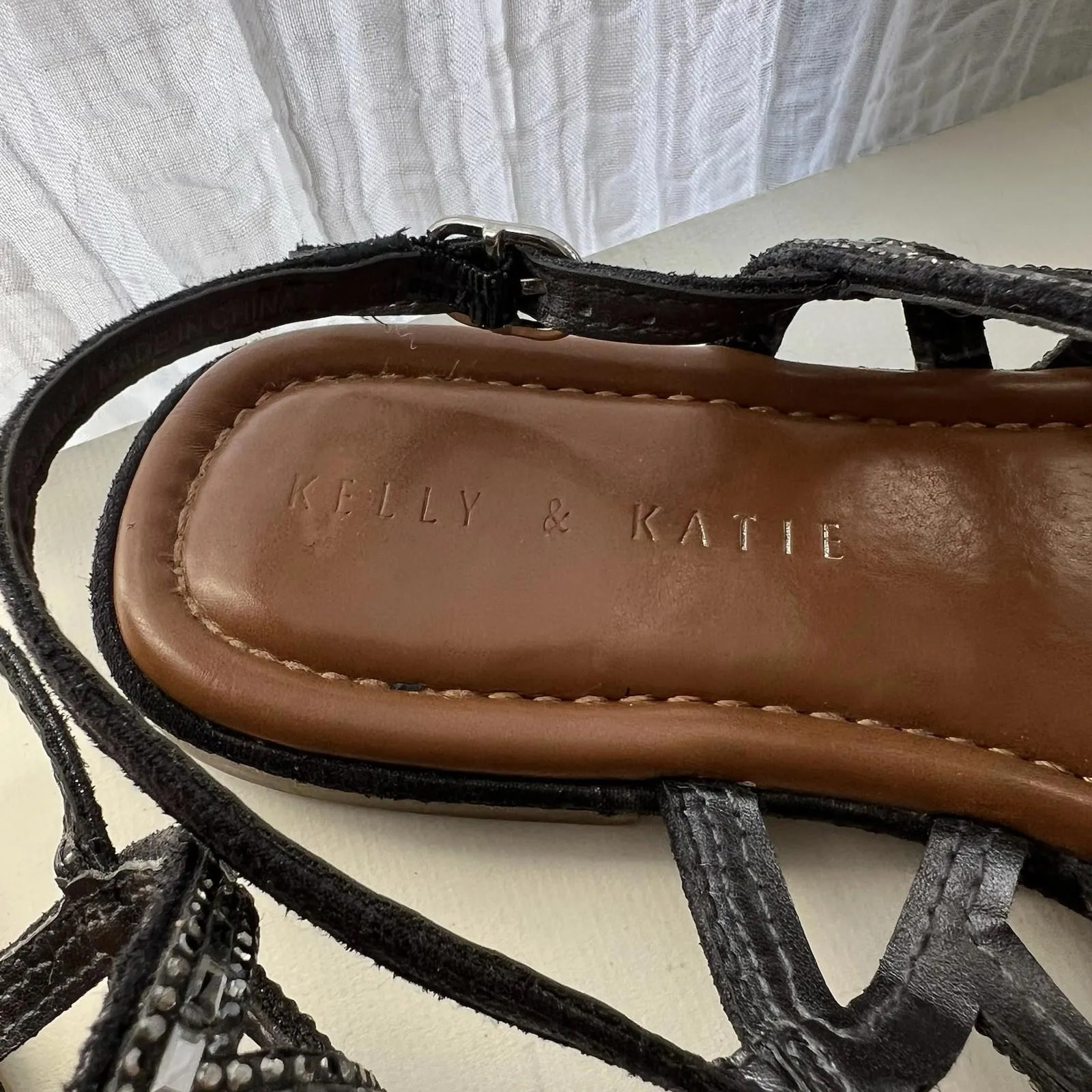 Kelly & Katie Norna sandal in a black/silver color rhinestone size 9.5 M brown Black - Image 6