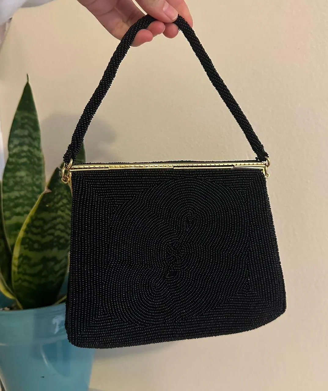 Vintage Black Beaded Mini Bag - Image 4