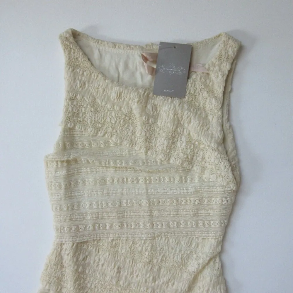 NWT Anthropologie Bailey 44 Ines in Creme Lace Tiered Column Dress XS $188 - Image 6
