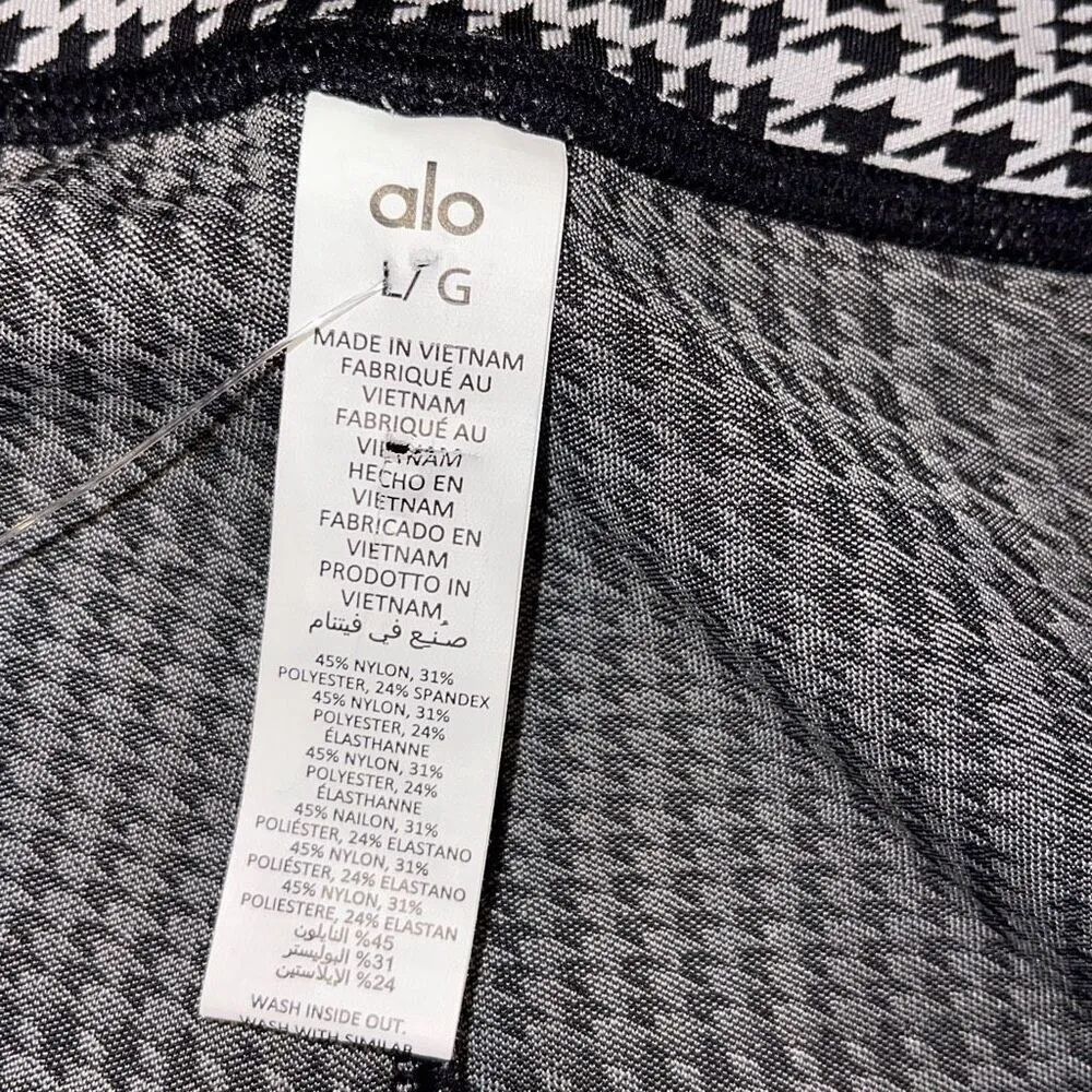 Alo Yoga Jacquard High-Waist Glenplaid Flutter Legging‎ Size Large Black - Image 9