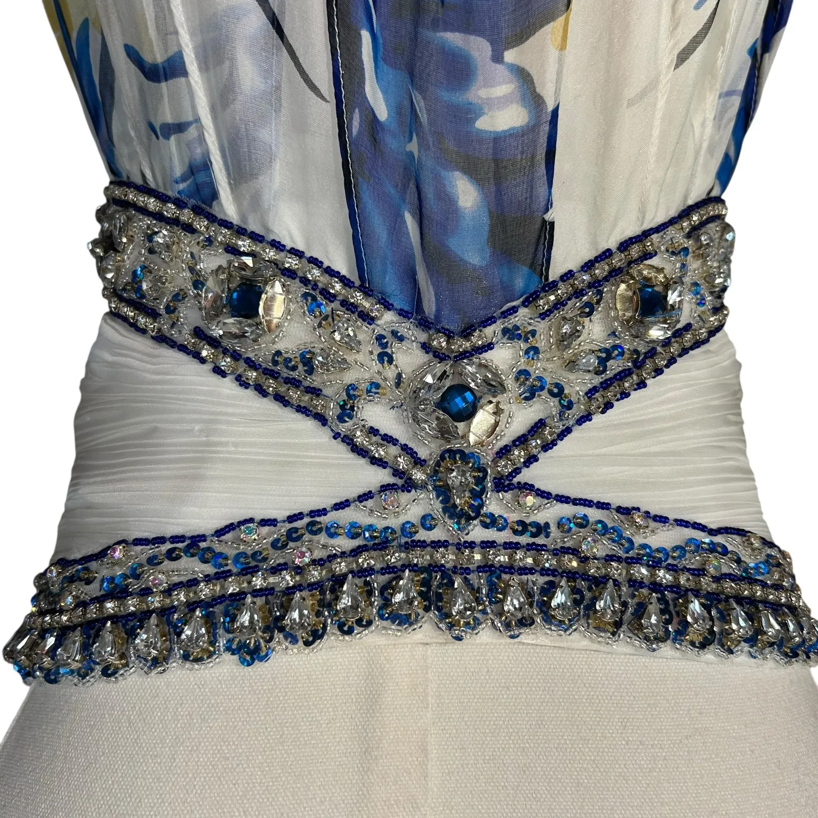 Terani Cocktail Dress SZ 2 100% Silk Beaded Short Sheer Lined Flowy Y2K Fairy - Image 6