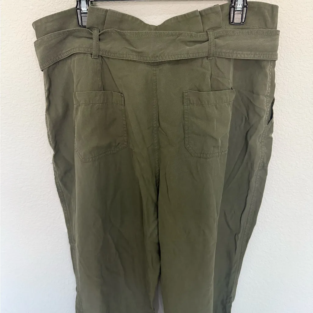 BODEN Paperbag Utility Jogger Pant Tie Belted Waist Khaki Olive Green Size 12P - Image 10