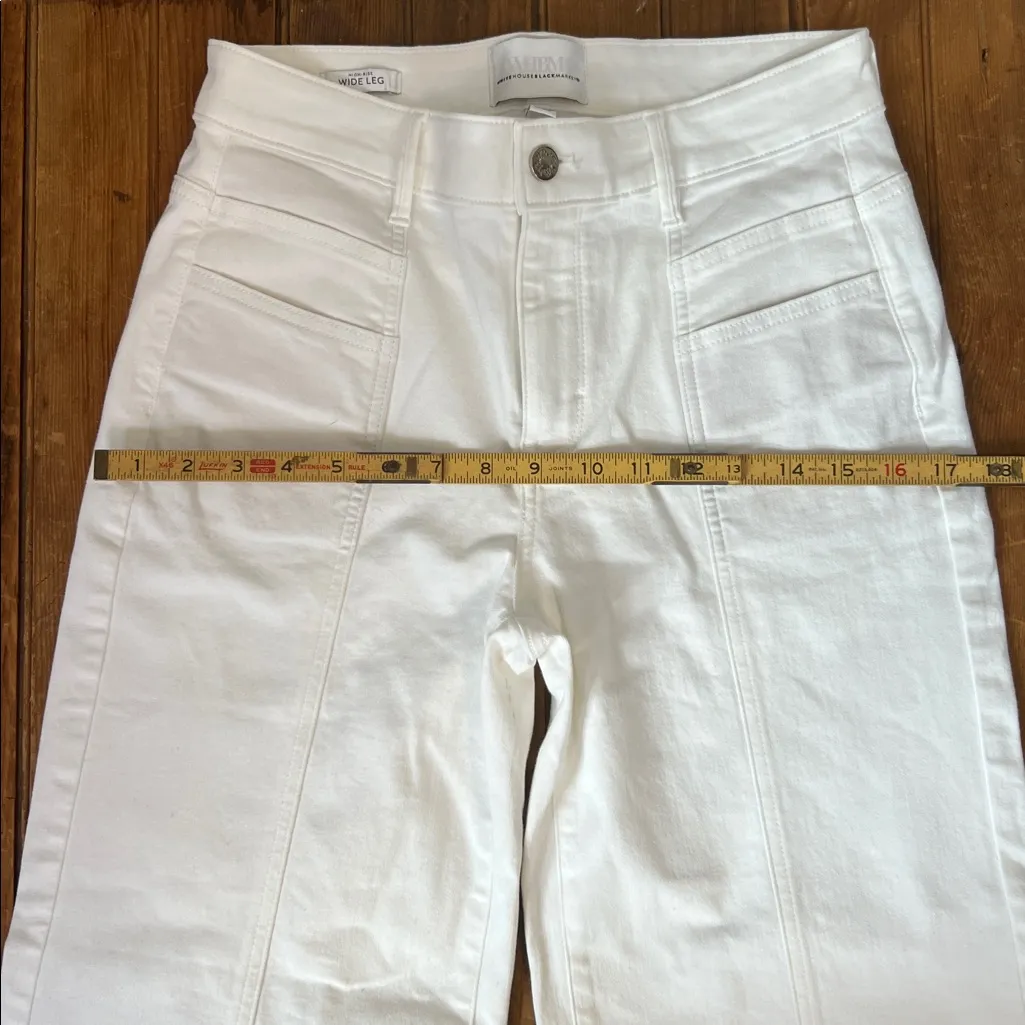 White House Black Market White wide leg high rise Flare Jeans pants size 6 s - Image 5