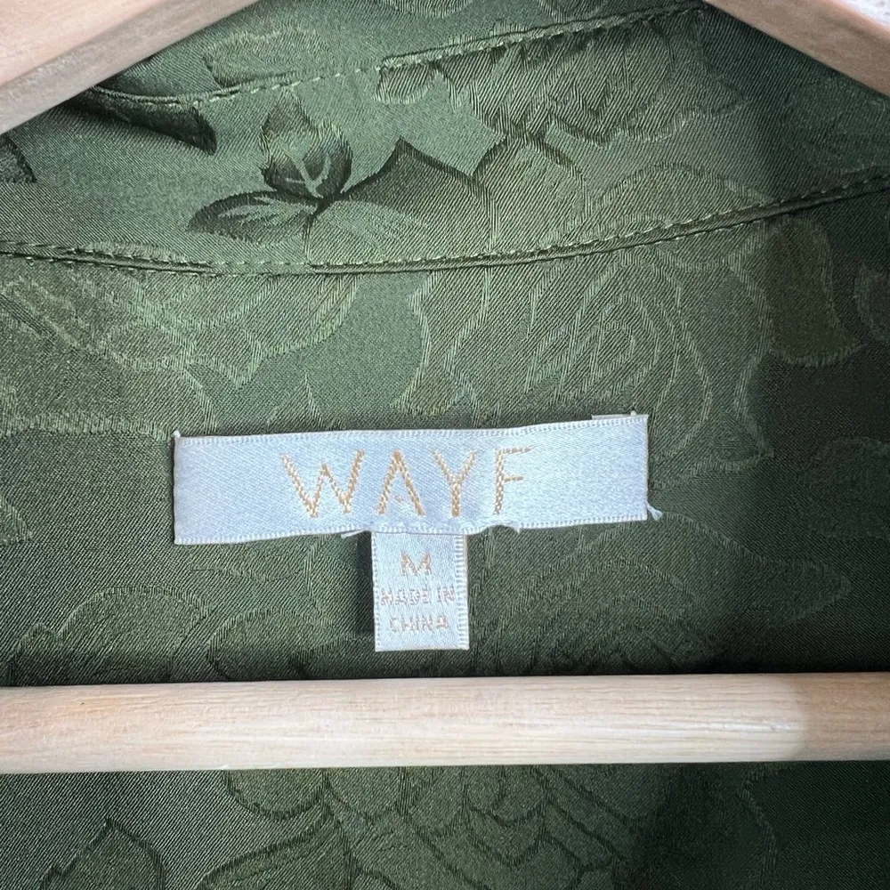 WAYF Women's Olive Green Floral Ex Boyfriend Shirt Button-Up Long Sleeve Size M - Image 11