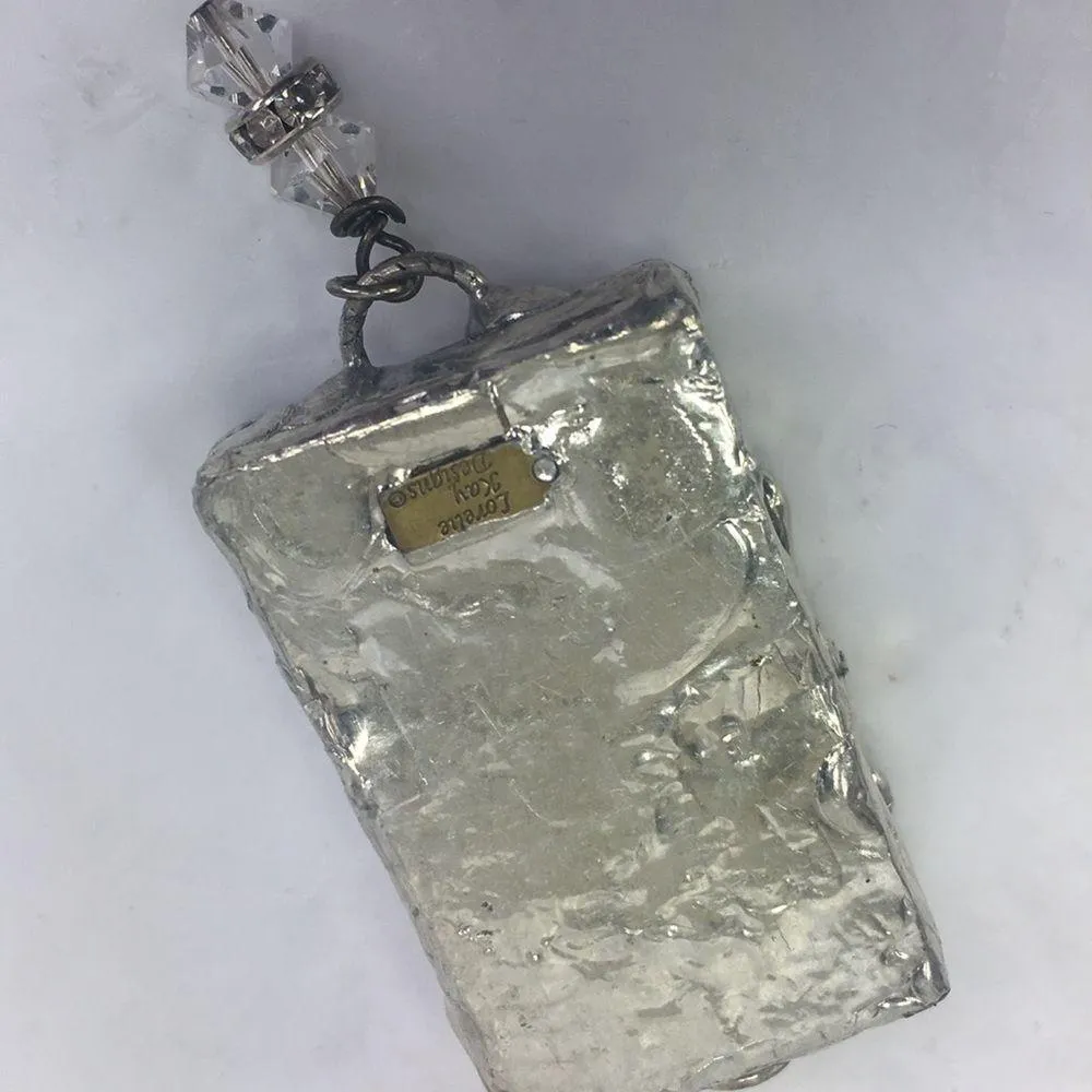 Lorelie Kay Statement Necklace Miniature Diorama Box Soldered Mixed Media Silver - Image 5