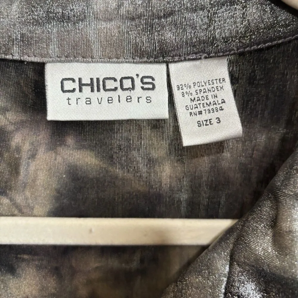 Chicos Travelers Zippered Jacket Women XL 3 Multicolor Metallic Art To Wear - Image 7