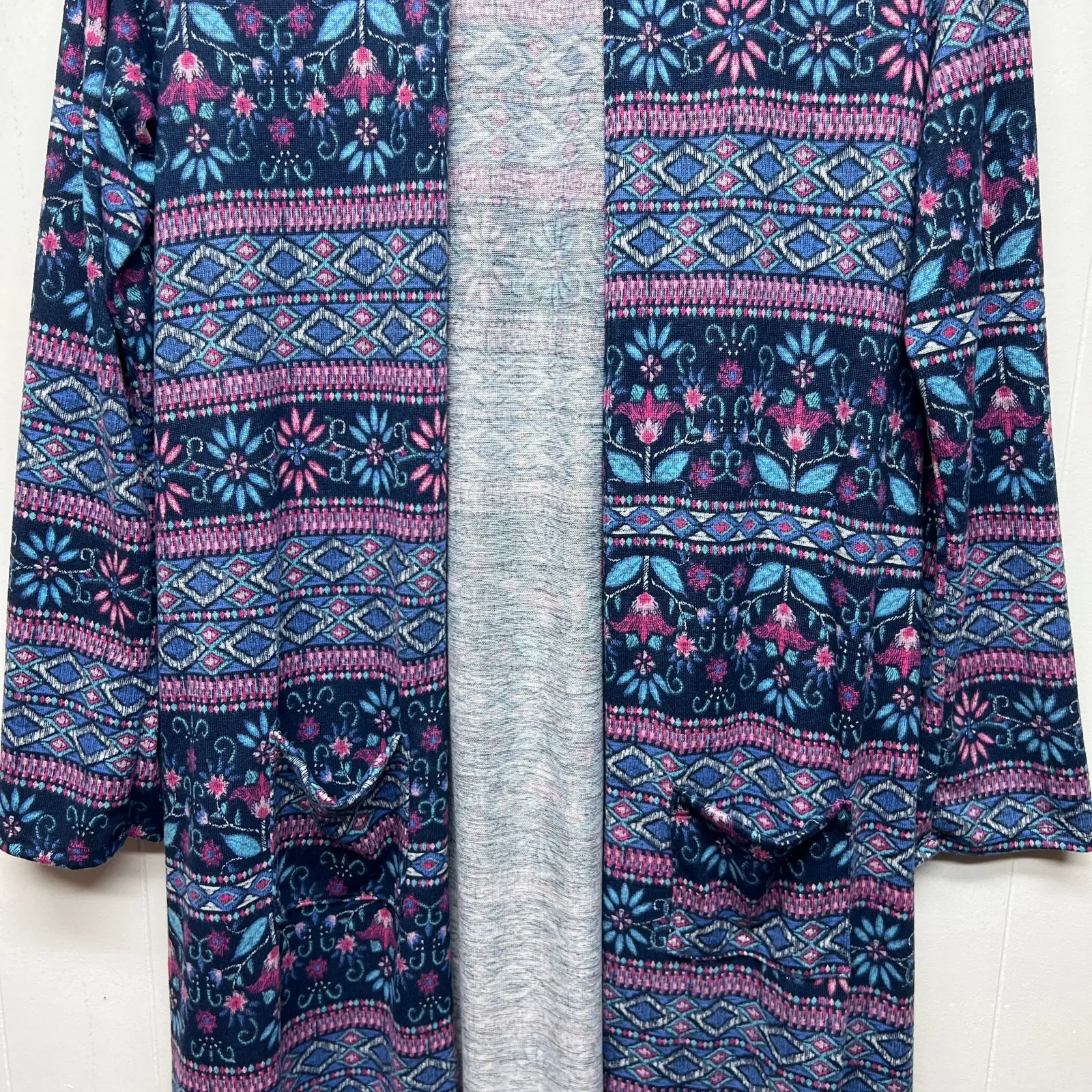 Agnes & Dora Open Front Floral Women's Duster Cardigan Size Medium Long Sleeve - Image 4