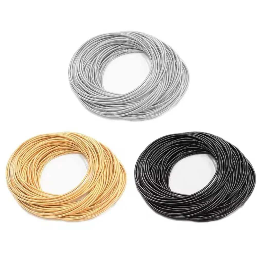 Boutique NEW Guitar String Bangles‎ Set Stacking Bracelets Gold Plated Stretchy Metal - Image 2