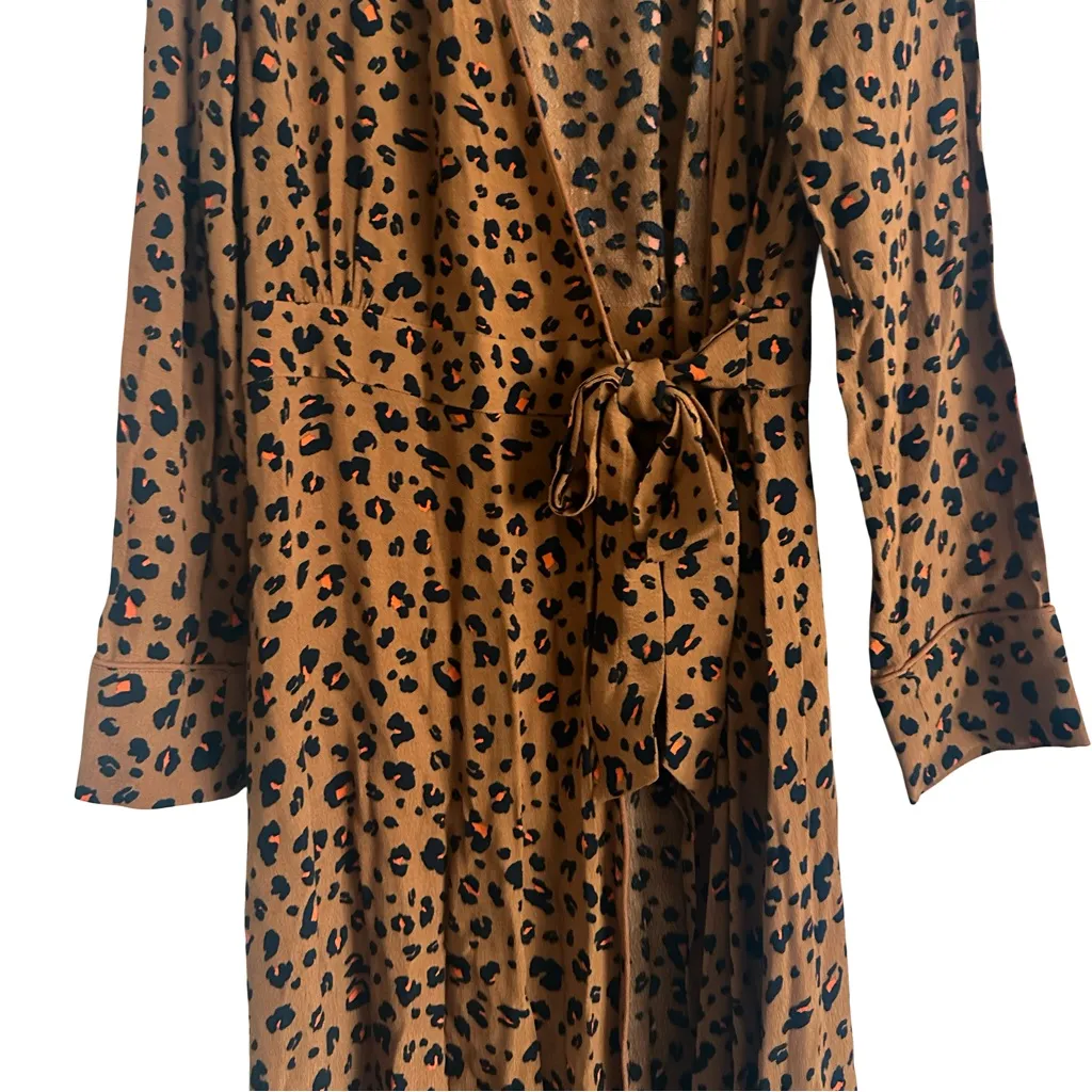Paris Atelier & Other Stories Brown Overall Leopard Print Wrap Midi Dress - Image 6