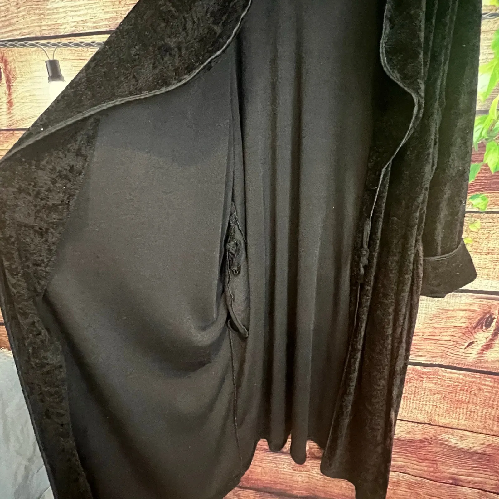 Vintage Lane Bryant Plush Robe w Tie Womens Plus 26/28 Black Long Full Length - Image 3