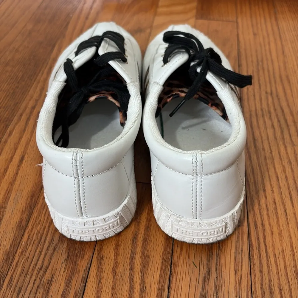 Anthropologie Tretorn Nylite‎ Plus Sneaker Leather Shoe White Women's 9M leopard - Image 5