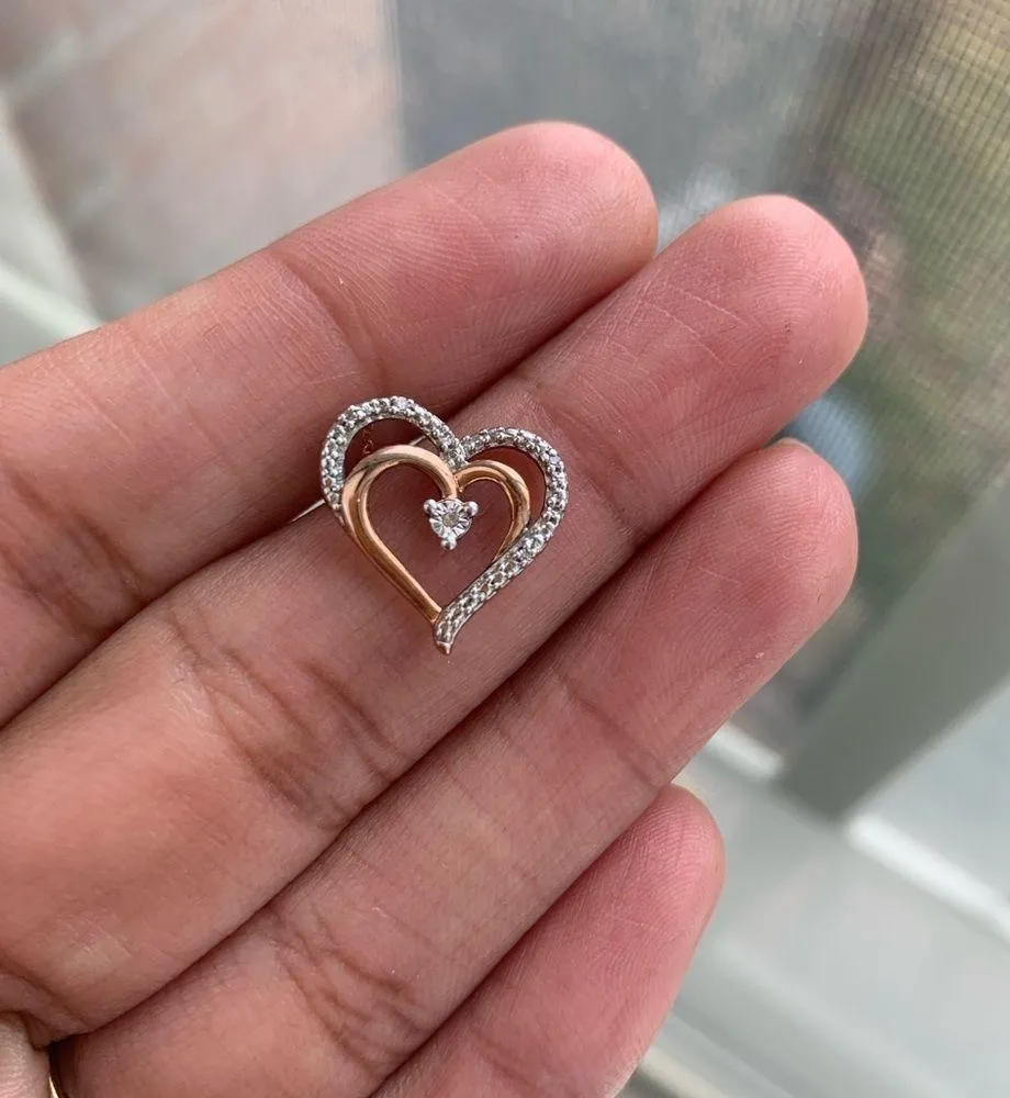 10k Rose Gold Diamond Heart Necklace - Image 5