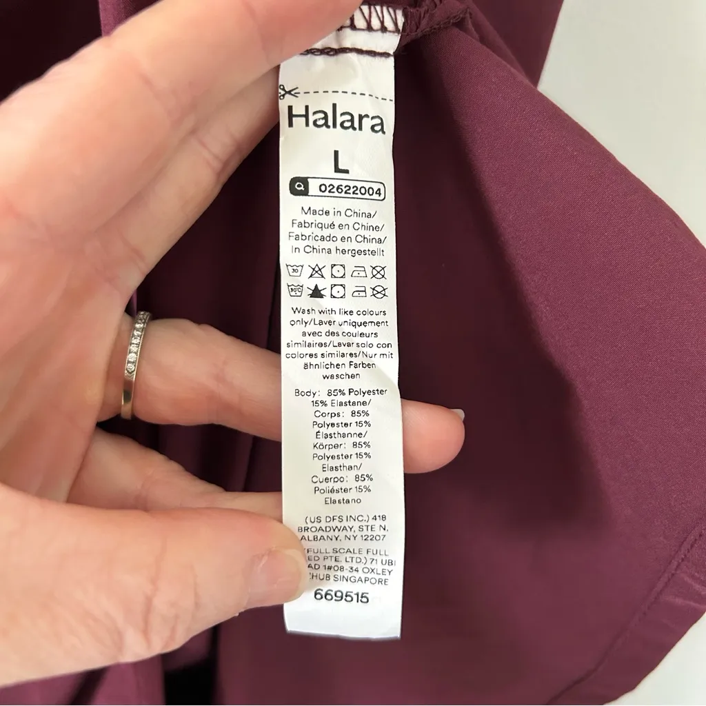 Halara Breezeful V Neck Short Sleeve Pocket Tie Back Midi Dress Amaranth L - Image 6