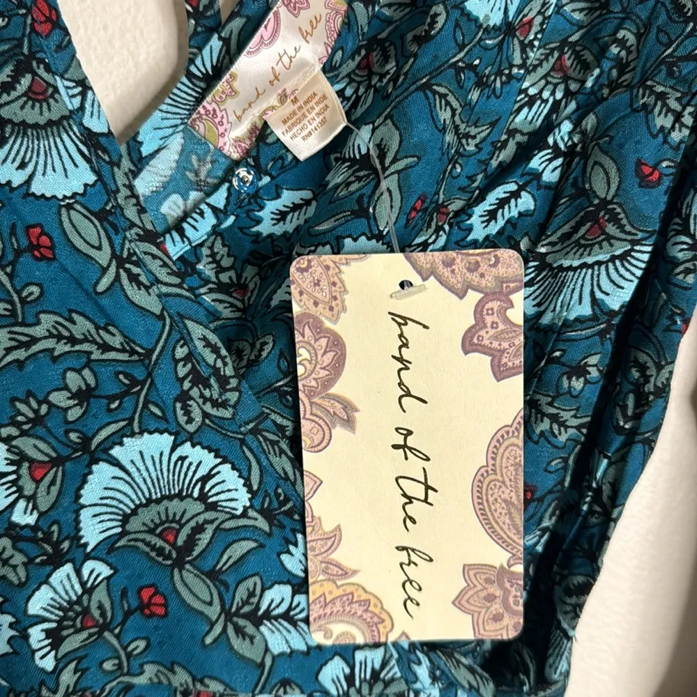 Band of the Free JEWEL TEAL FLORAL WRAP MAXI DRESS size medium whimsical - Image 11