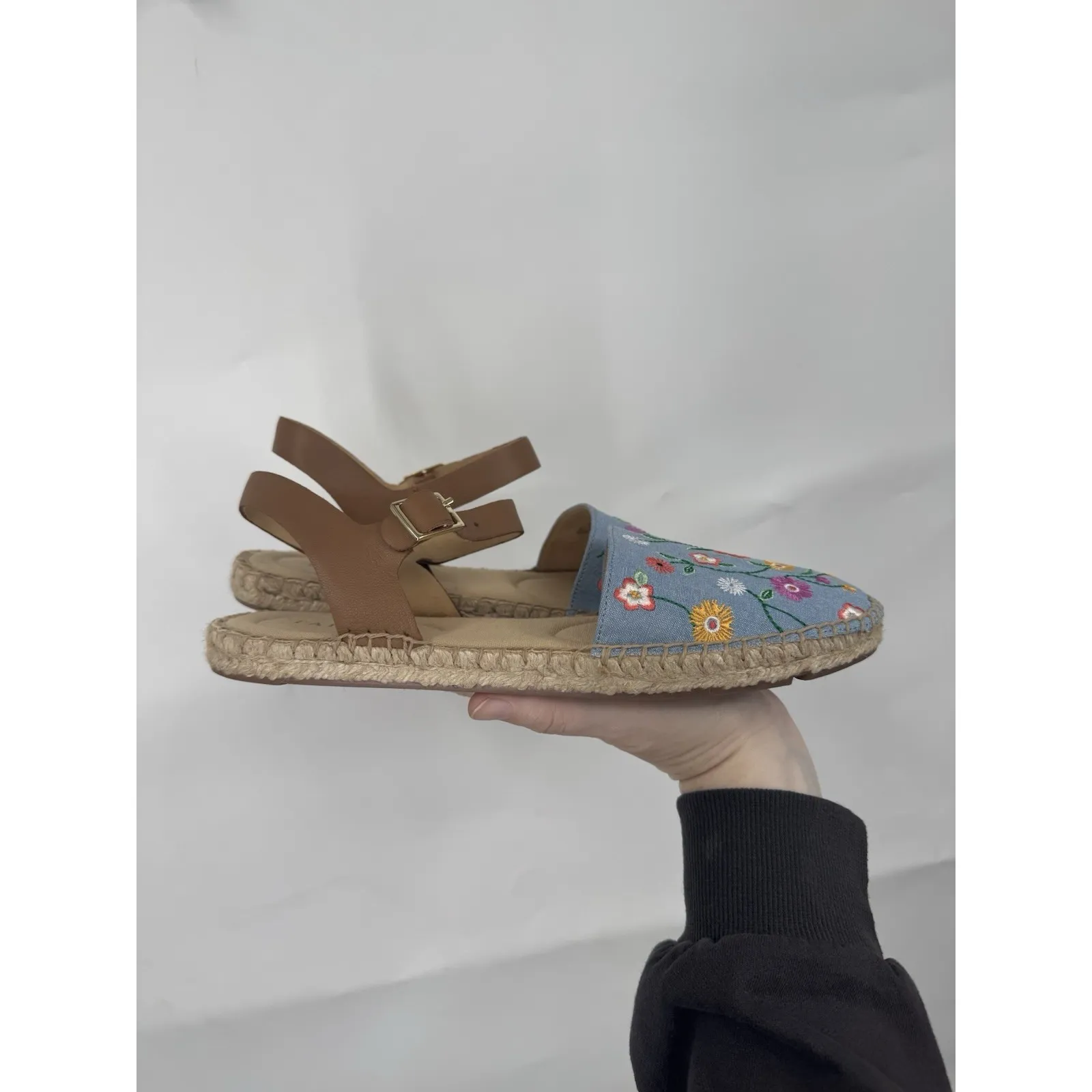 Talbots Izzy D'orsay Chambray Espadrille Women 7.5 Beach Summer Preppy Bohemian - Image 5